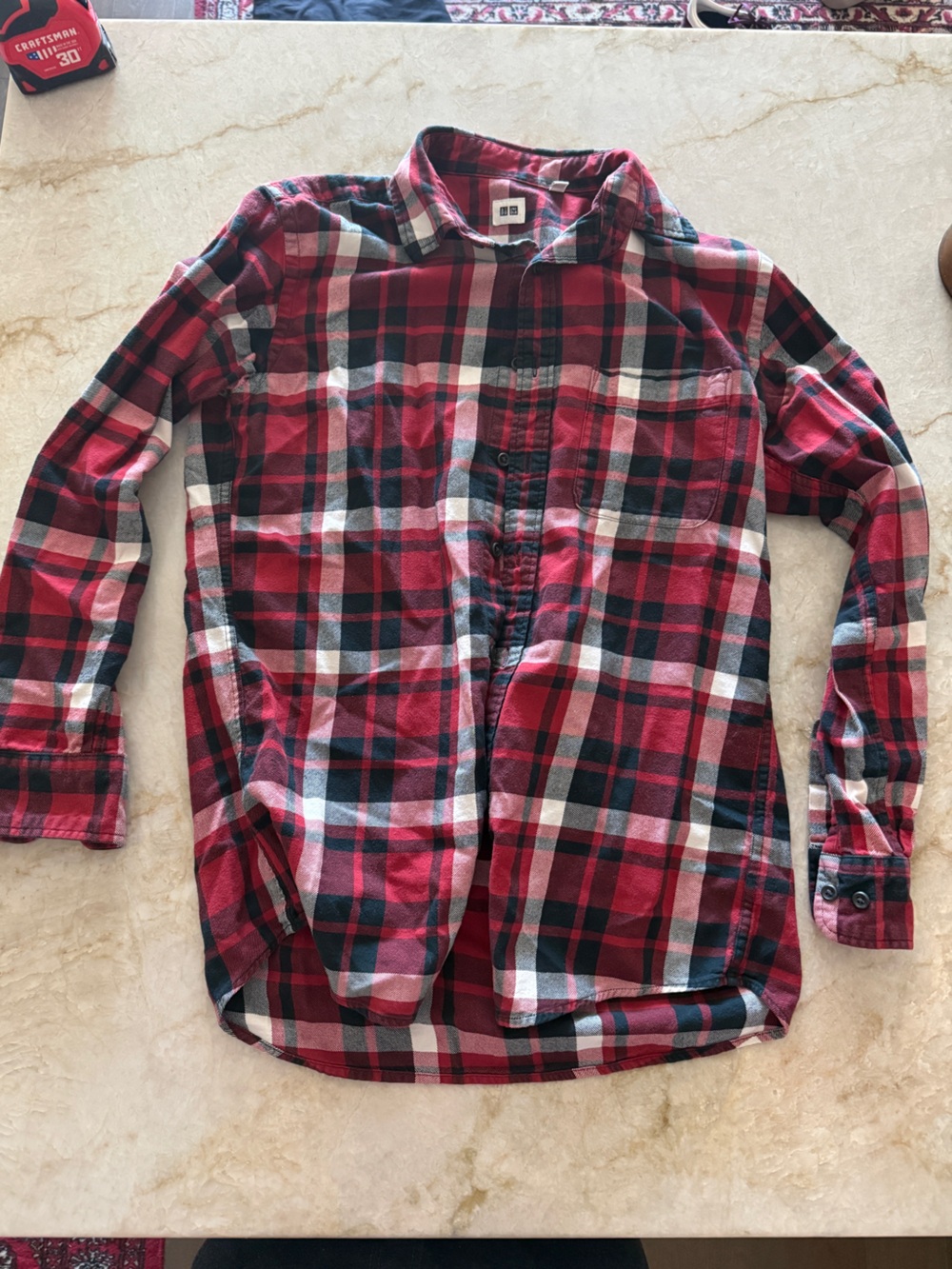 Uniqlo Red Plaid Long-Sleeve Button-Down Shirt